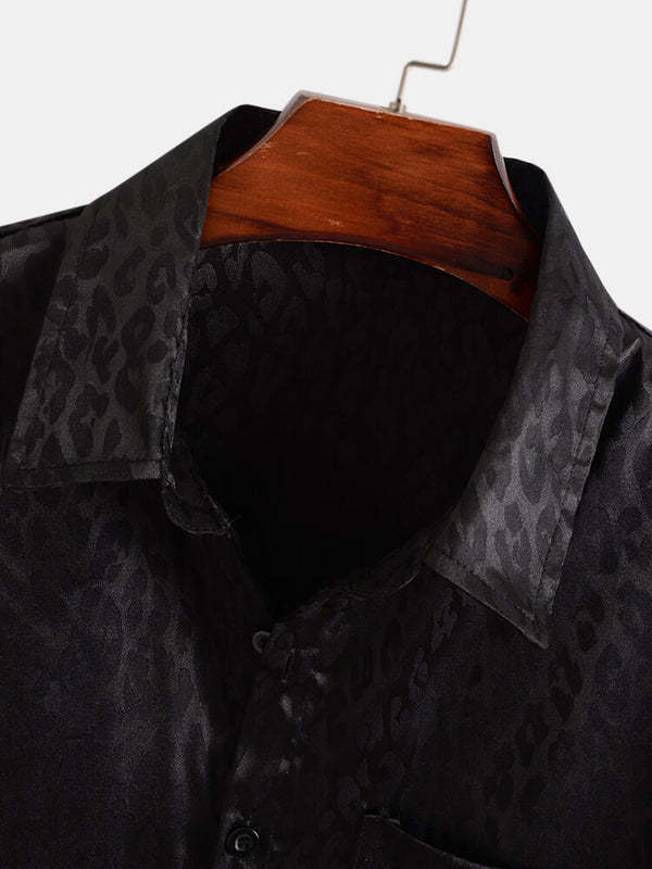 Men's Holiday Jacquard Leopard-print Shirt