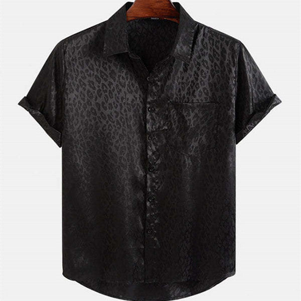 Men's Holiday Jacquard Leopard-print Shirt