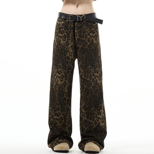 Men's Fashion Loose Retro Leopard Jeans